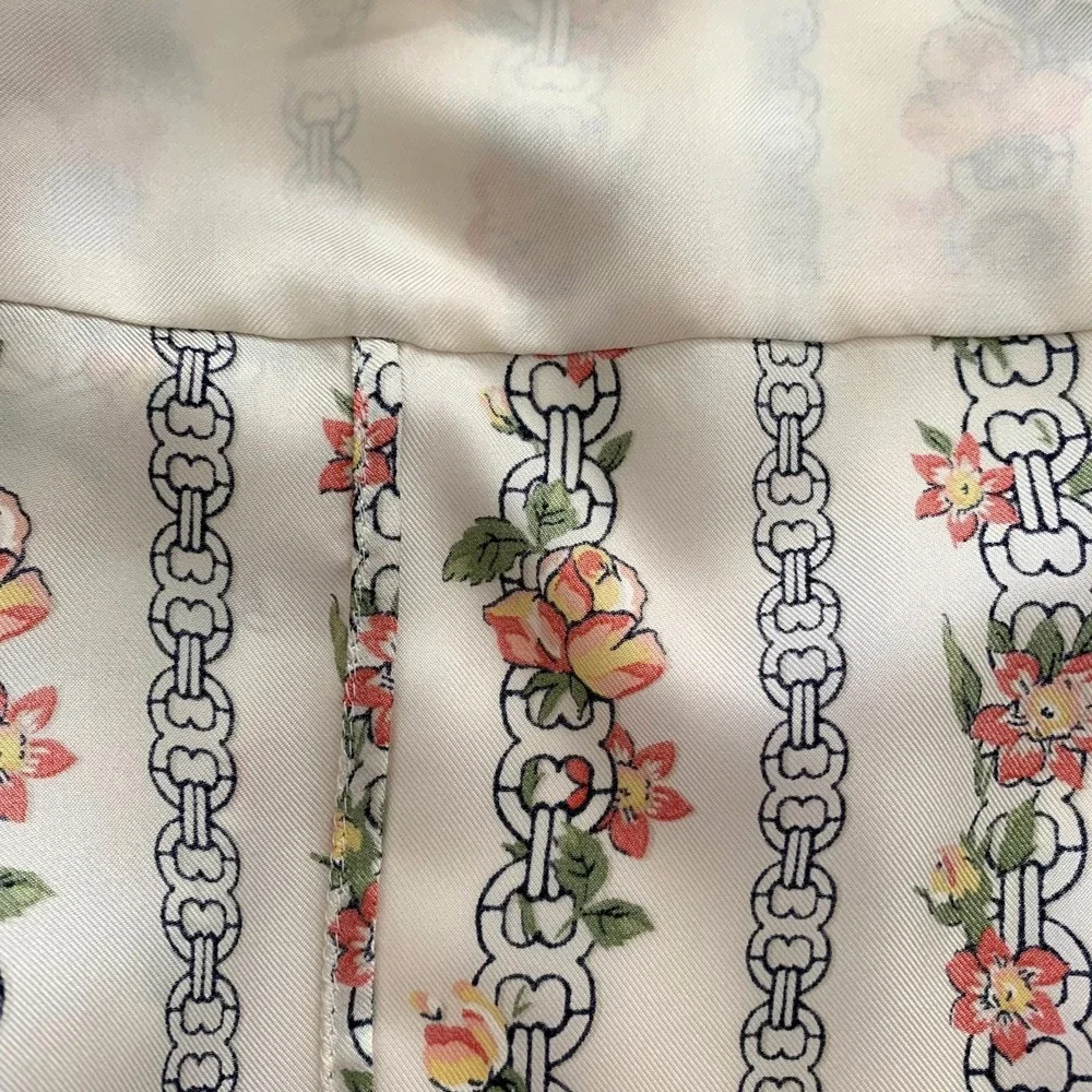 NWT Tory Burch Bridgette Silk Blouse Shirt Gemini Link Rose sz 4 $398 Floral Geo